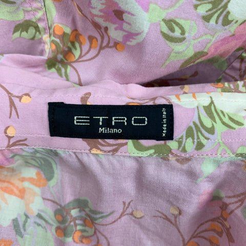 ETRO Size M Lilac Orange Floral Button Down Blouse