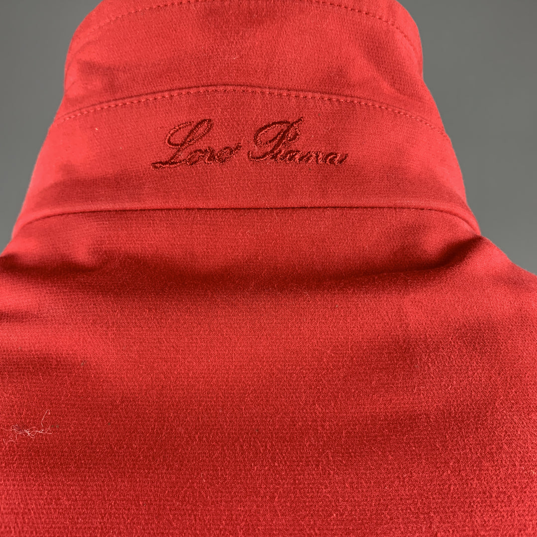 LORO PIANA Size L Red & Beige Cotton Reversible Jacket