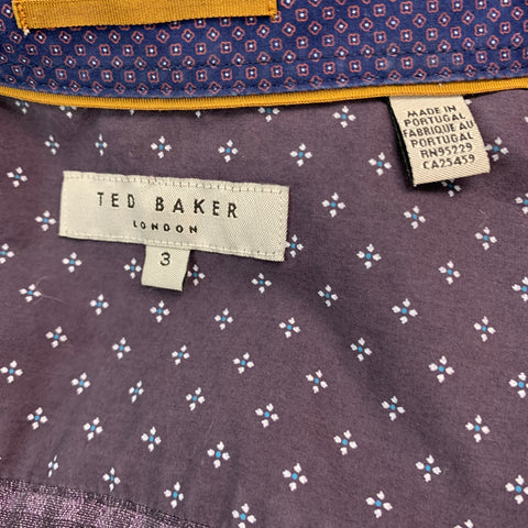 TED BAKER Size M Purple Black Checkered Cotton Long Sleeve Shirt