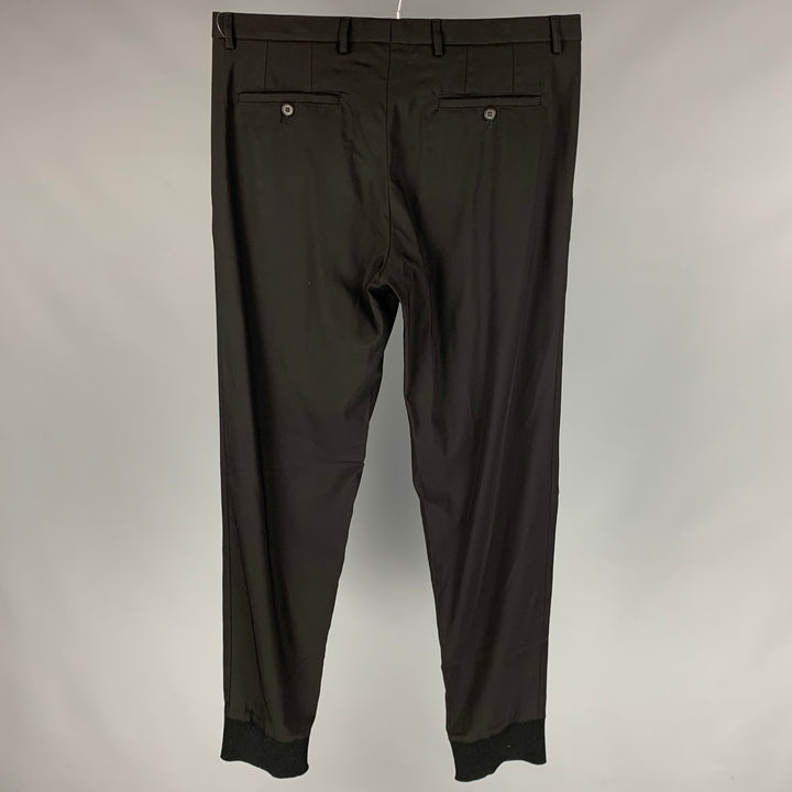 LANVIN Size 34 Black Viscose Zip Cuffs Dress Pants