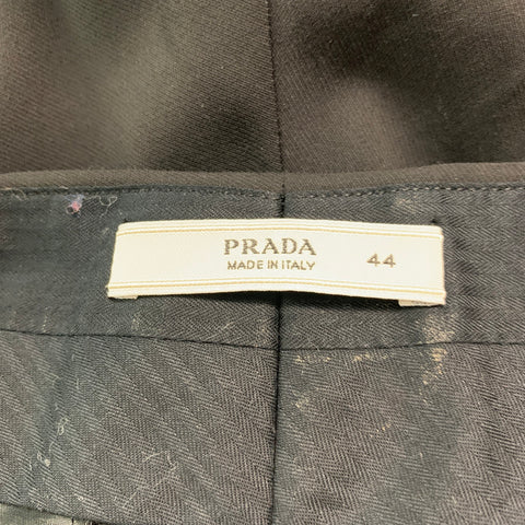PRADA Taille 8 Pantalon habillé en polyester viscose noir à devant plat