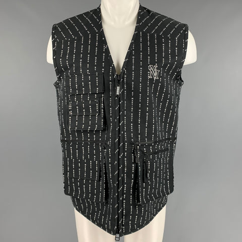 NAPAPIJRI Taille S Noir Blanc Logo Coton Polyamide Gilet utilitaire