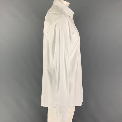 THEORY Size L Off White Cotton Button Up Long Sleeve Shirt