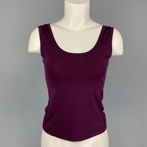 JIL SANDER Size S Eggplant Silk Tank Top