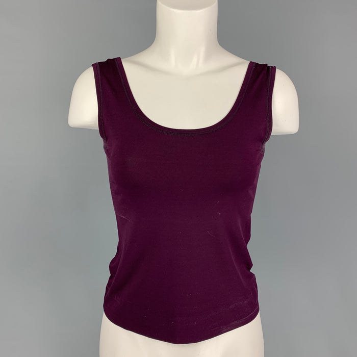 JIL SANDER Size S Eggplant Silk Tank Top