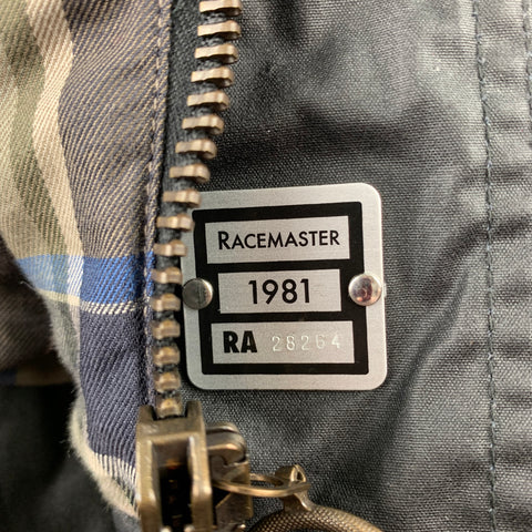 BELSTAFF Racemaser 1981 Talla 38 Chaqueta de algodón revestida negra con cremallera y broches
