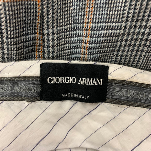 GIORGIO ARMANI Size 34 Grey White Plaid Linen Blend Zip Fly Dress Pants