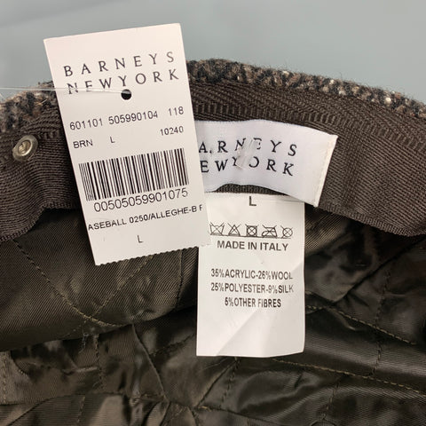 BARNEY'S CO-OP Size L Brown Cream Herringbone Baseball