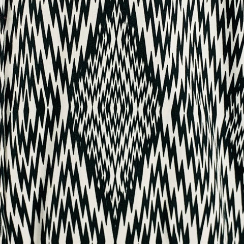 ETRO Taille XL Noir Blanc Zig Zag Coton Boutonné Chemise à Manches Courtes