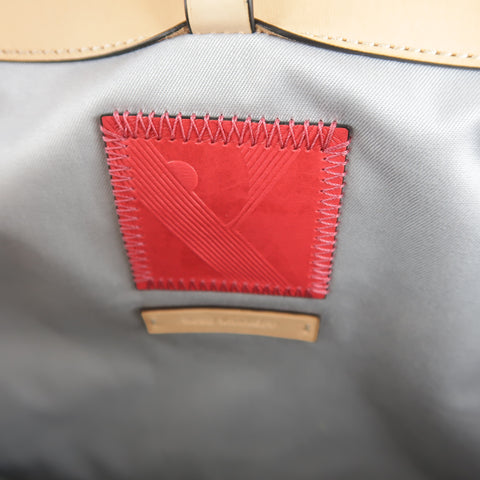 REED KRAKOFF Red Black & Light Pink Leather Tote Handbag