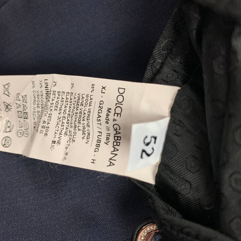 DOLCE & GABBANA Size 42 Navy Black Wool Blend Coat