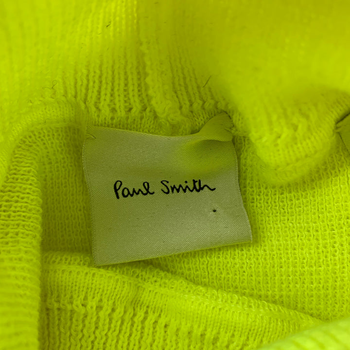 PAUL SMITH Taille L Pull à col roulé en polyester tricoté jaune fluo