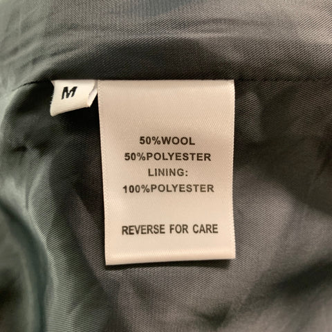 FACONNABLE Size M Black Grey Wool Polyester Stripe Single Breasted Coat