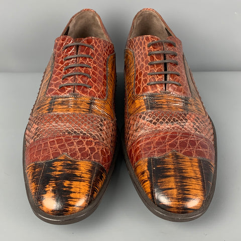 DOLCE &amp; GABBANA Taille 11 Chaussures à lacets en cuir mélangé noir marron
