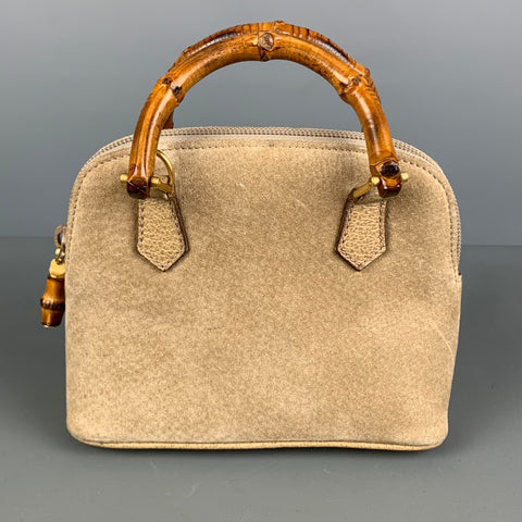 GUCCI Vintage Beige Suede Leather Mini Handbag