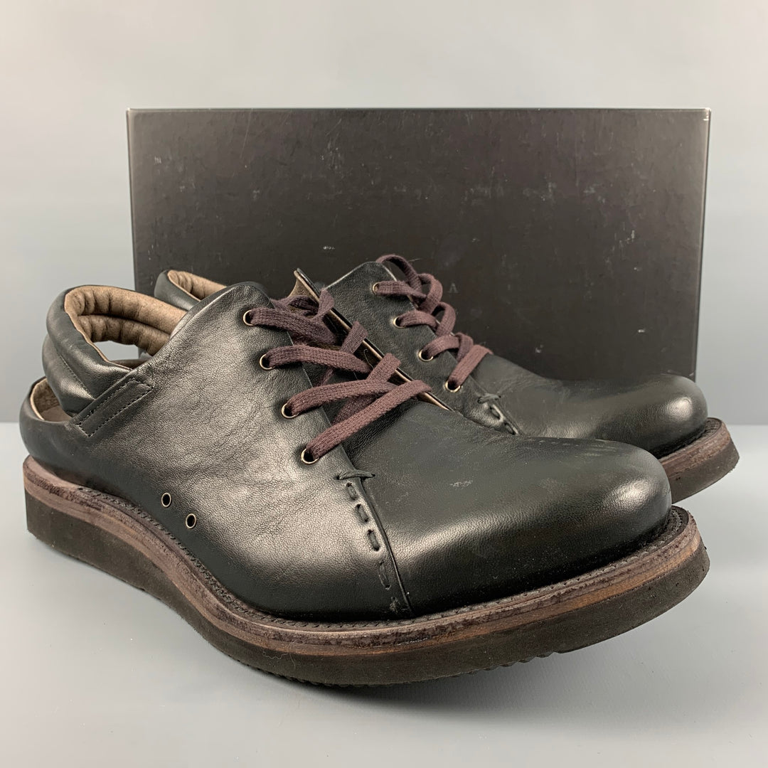 DEVOA Size 10 Black Leather Lace Up Shoes