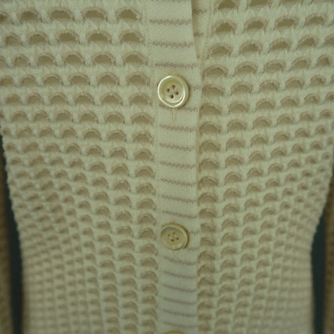 CHLOE Size L Cream Stretch Wool Mesh Knit Crewneck Cardigan CHLOE