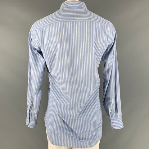 GITMAN BROS Size XL Blue White Stripe Cotton Long Sleeve Shirt
