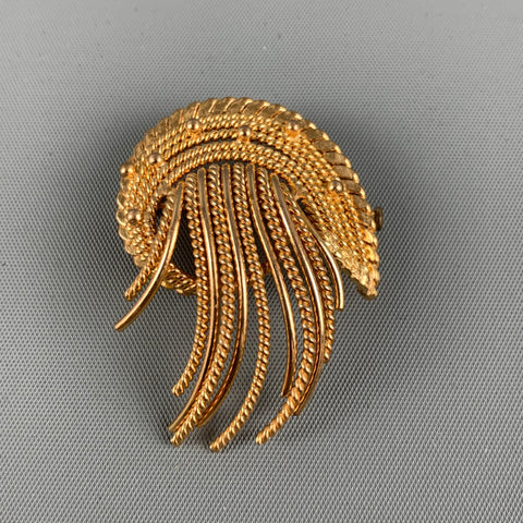 Broche abstraite en métal doré VINTAGE