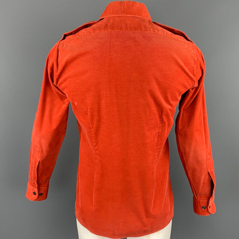 WILKES BASHFORD Camisa de manga larga con charreteras de pana naranja talla L