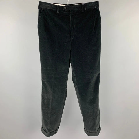 BRIONI Size 32 Black Corduroy Cuffed Hem Dress Pants BRIONI