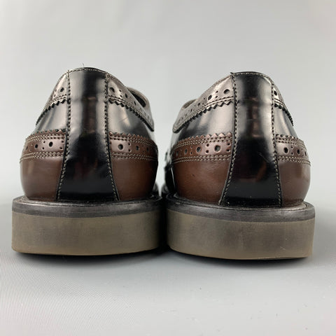 PAUL SMITH Size 10.5 Black Perforated Leather Wingtip Brown Lace Up Shoes