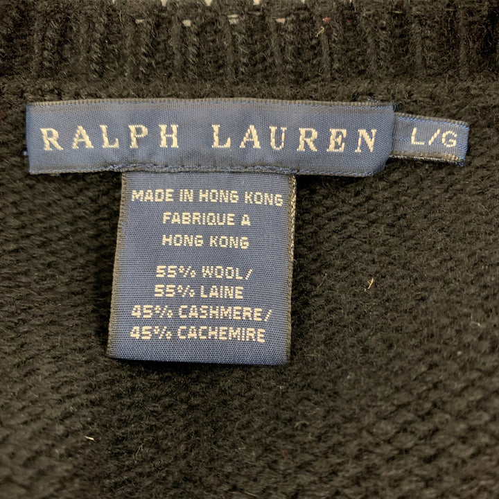 RALPH LAUREN Blue Label Size L Black Wool Cashmere Shrug Cardigan