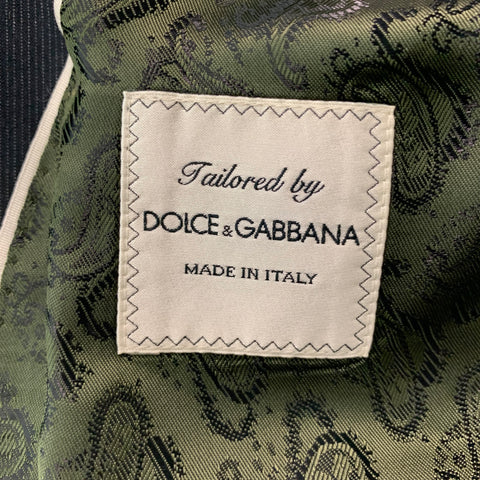 DOLCE & GABBANA Size 40 Pinstripe Charcoal Cotton Notch Lapel Sport Coat