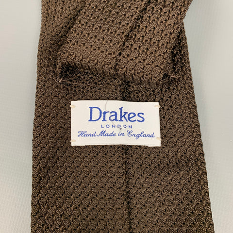 DRAKES LONDON Brown Textured Silk Tie