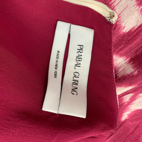 PRABAL GURUNG Size 2 Burgundy & White Silk / Cotton Shift Dress