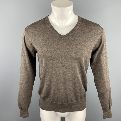 NEIMAN MARCUS Size M Brown Merino Wool Blend Pullover