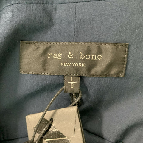 RAG & BONE Size L Navy Solid Cotton Blend Buttoned Jacket