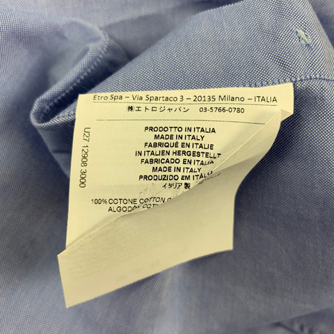 ETRO Size 42 Blue Cotton Button Down Long Sleeve Shirt