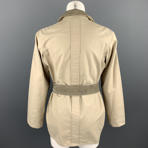 ARMANI COLLEZIONI Size 4 Beige Cotton Blend Belted Coat