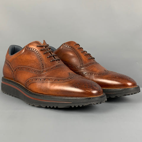 BALLY Size 8.5 Brown Antique Leather Wingtip Lace Up Shoes