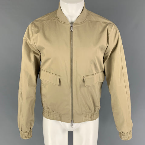 VINCE Chaqueta con cremallera de poliéster y algodón caqui talla S