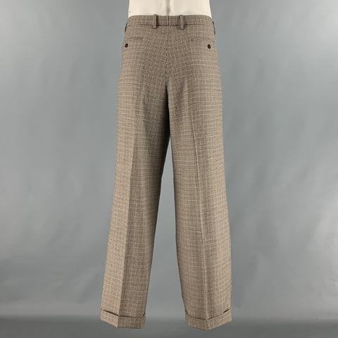 ETRO Size 36 Brown Oatmeal Houndstooth Wool Zip Fly Dress Pants
