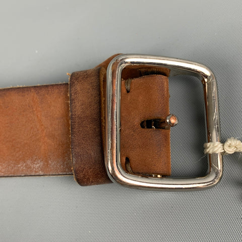 BRUNELLO CUCINELLI Size 35 Brown Distressed Leather Belt