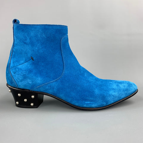 CoSTUME NATIONAL Taille 10 Bottes à fermeture éclair latérale cloutées bleu royal