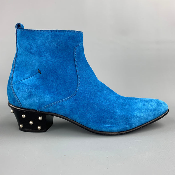 CoSTUME NATIONAL Taille 10 Bottes à fermeture éclair latérale cloutées bleu royal