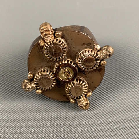 HENRY BEGUELIN Taupe Gold Metal Skulls Ring