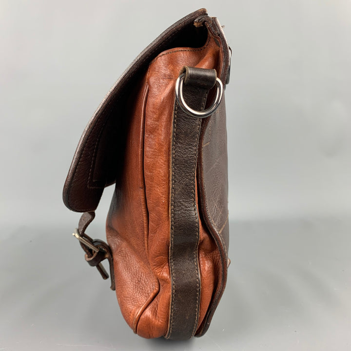 DRIES VAN NOTEN Brown Leather Rectangle Messenger Bag