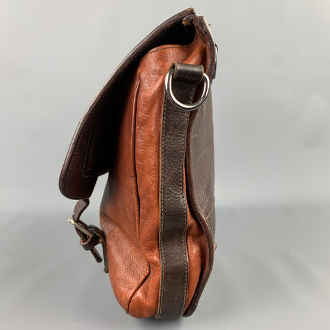 DRIES VAN NOTEN Sac messager rectangulaire en cuir marron