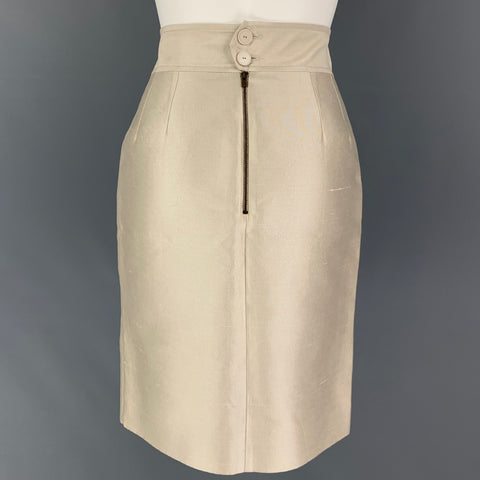 STELLA McCARTNEY Size 27 Champagne Silk Cotton Pencil Skirt