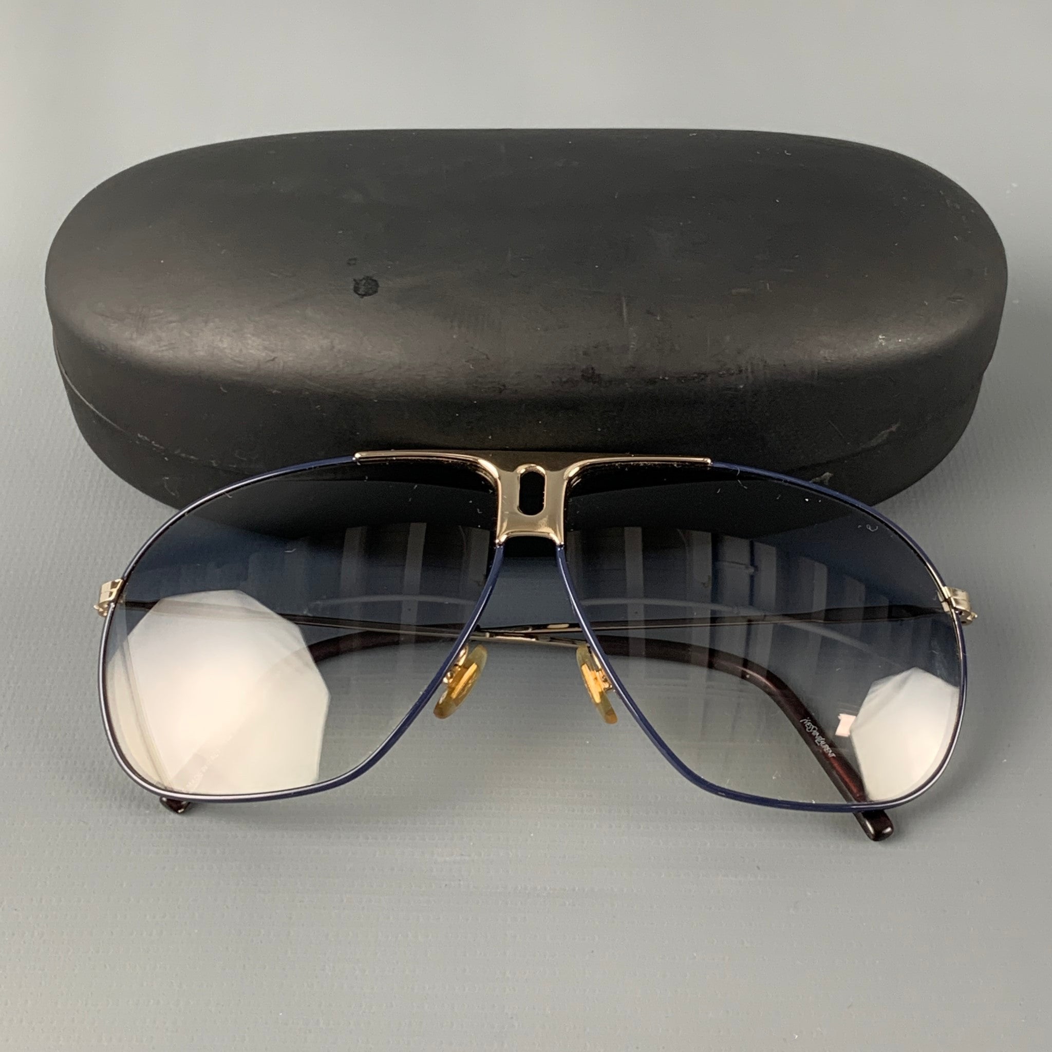 YVES SAINT LAURENT Black Silver Metal Sunglasses – Sui