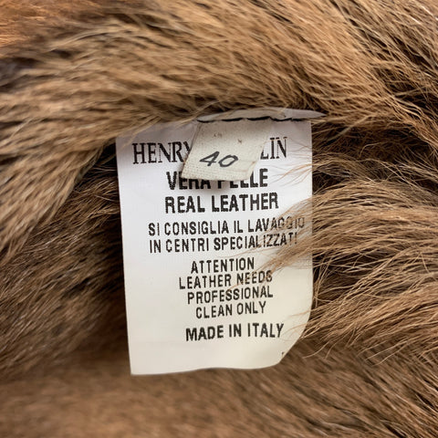 HENRY BEGUELIN Size 4 Brown & Tan Chamois Leather Hoodie Zip-Up Jacket
