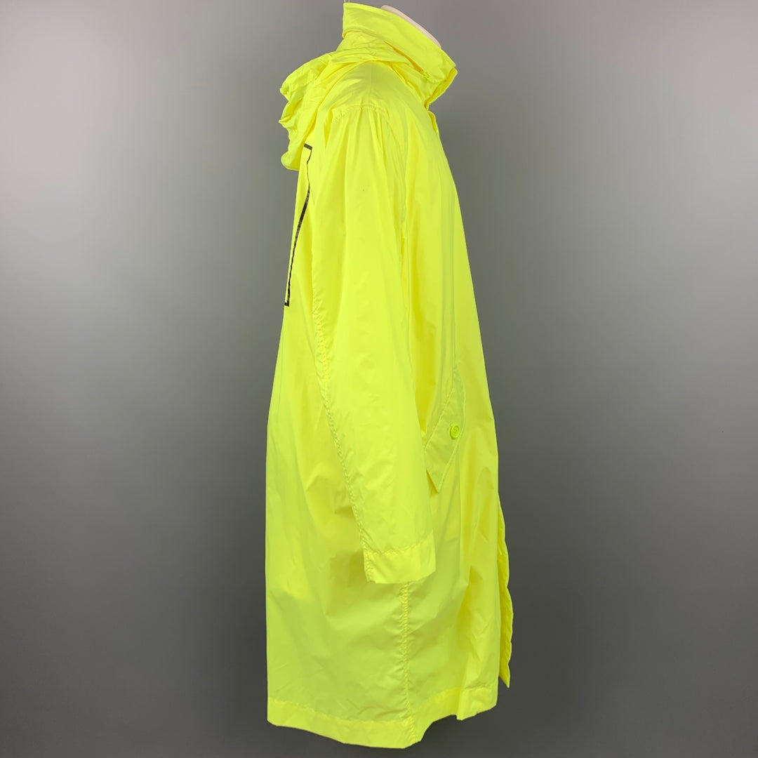 OPENING CEREMONY Size M Neon Yellow Logo Nylon Hooded Raincoat