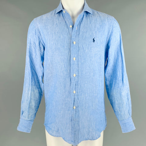 POLO by RALPH LAUREN Size S Blue Linen Long Sleeve Shirt