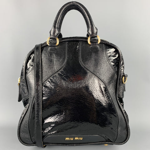 MIU MIU Black Patent Leather Shoulder Handbag