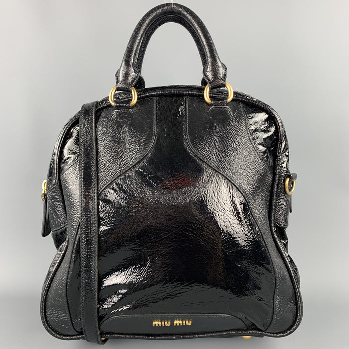 MIU MIU Black Patent Leather Shoulder Handbag